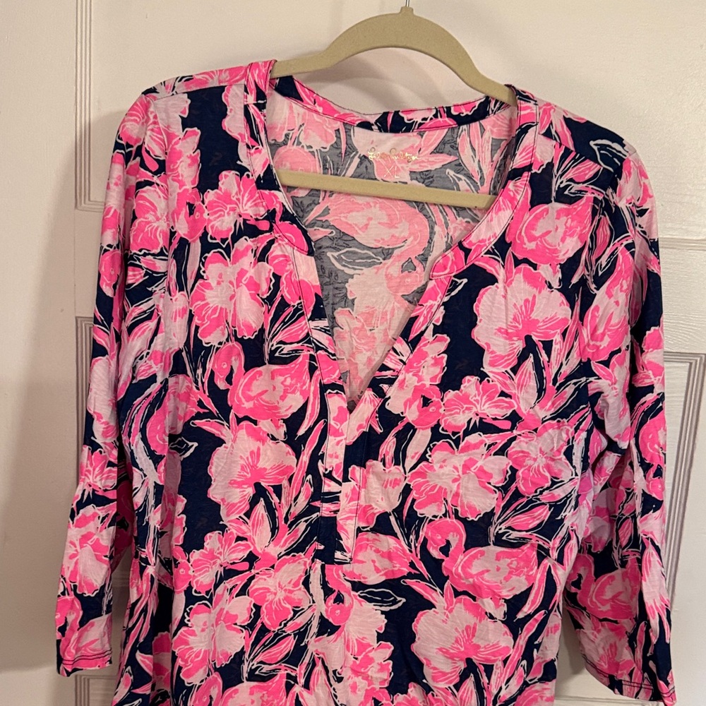 Lily Pulitzer Floral Pink and Blue Women's Dress